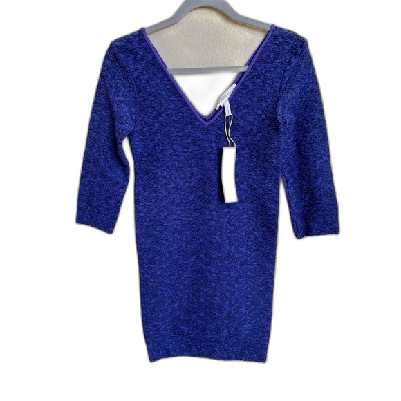 BCBGeneration blue dress deep V neckline Textured Bodycon Dress size XS/S - Picture 1 of 9